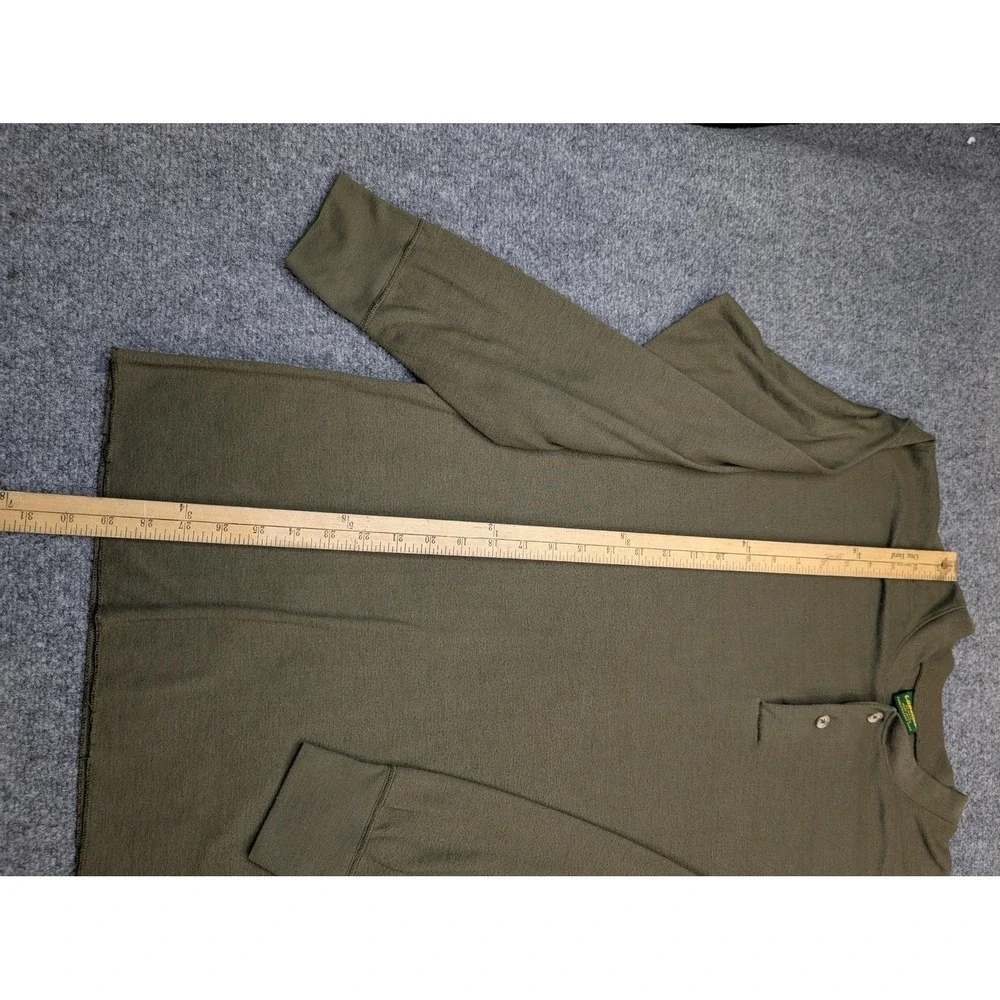 Cabela's Henley Shirt Mens XL Green Long Sleeve Thermal Made‎ USA Casual Outdoor